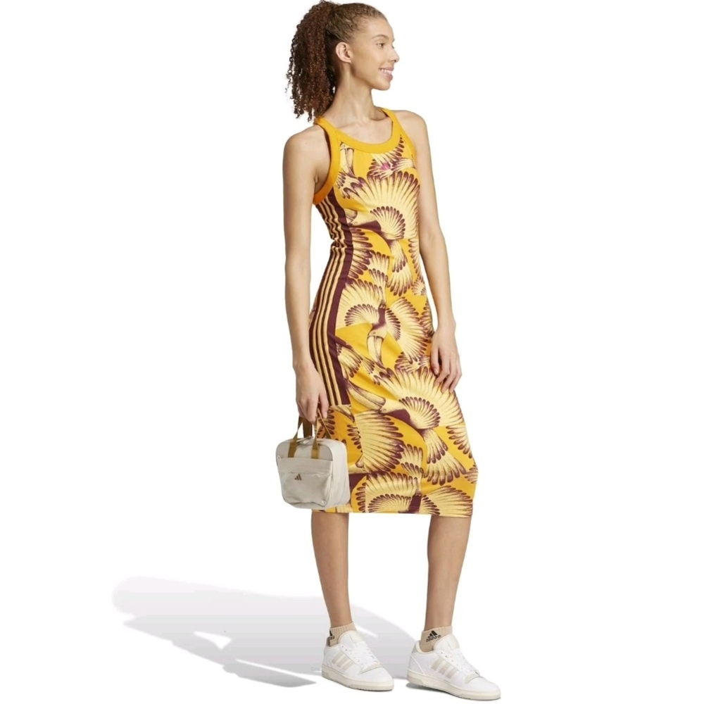 Yellow and Brown Patterned Women's Dress